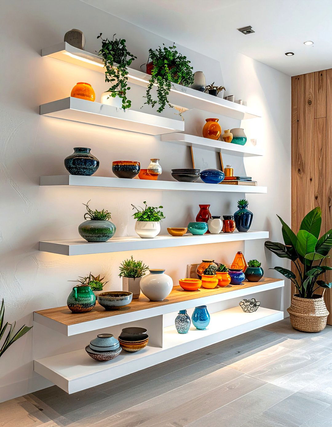 Open shelving display - 30 bright decor ideas