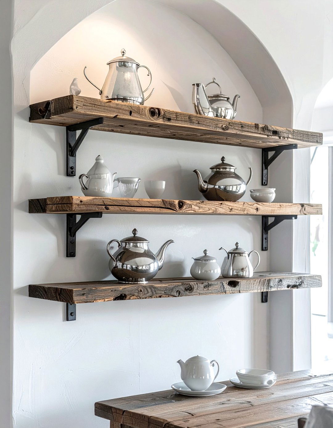 Open shelving for silver tea sets - 30 heirloom display ideas