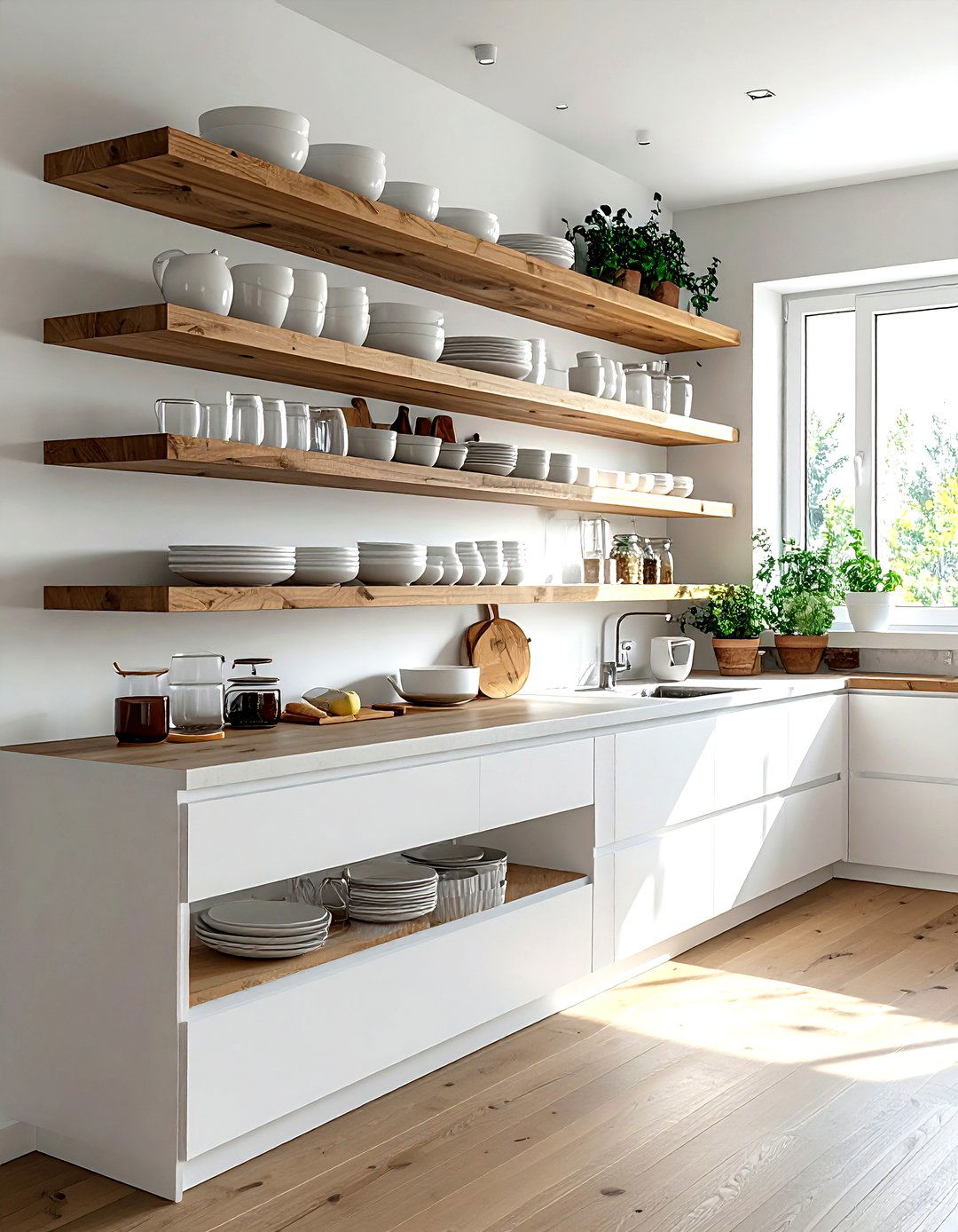Open shelving kitchen - 30 current decor ideas