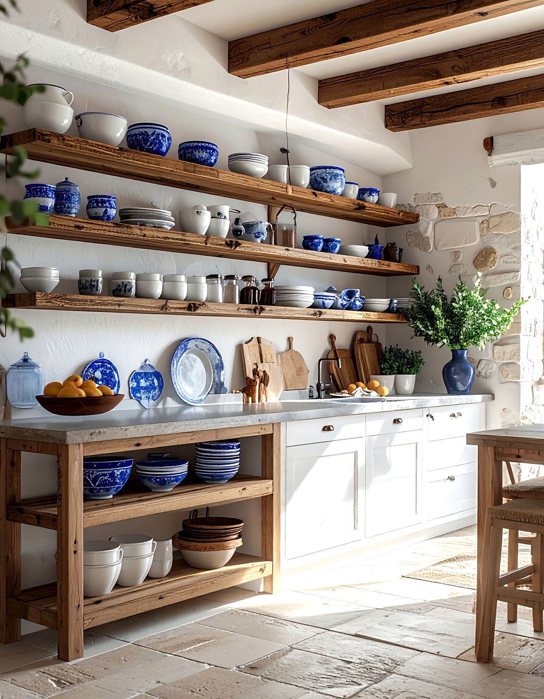Open shelving kitchen - 30 Mediterranean home decor ideas
