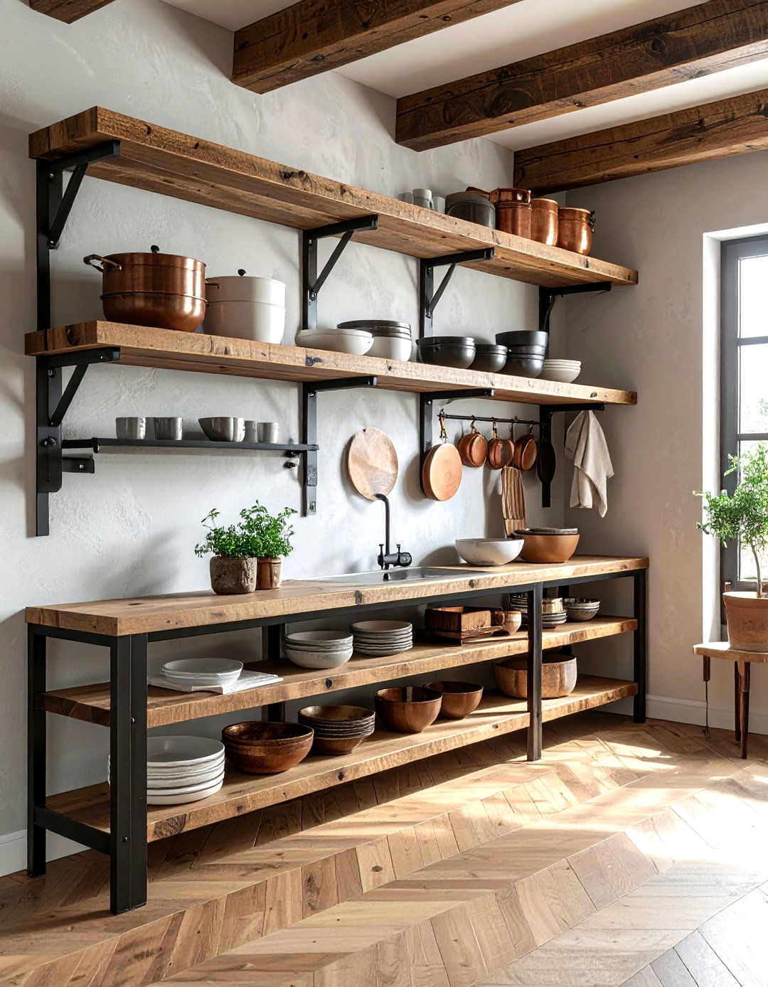 Open shelving kitchen storage - 30 urban industrial kitchen ideas