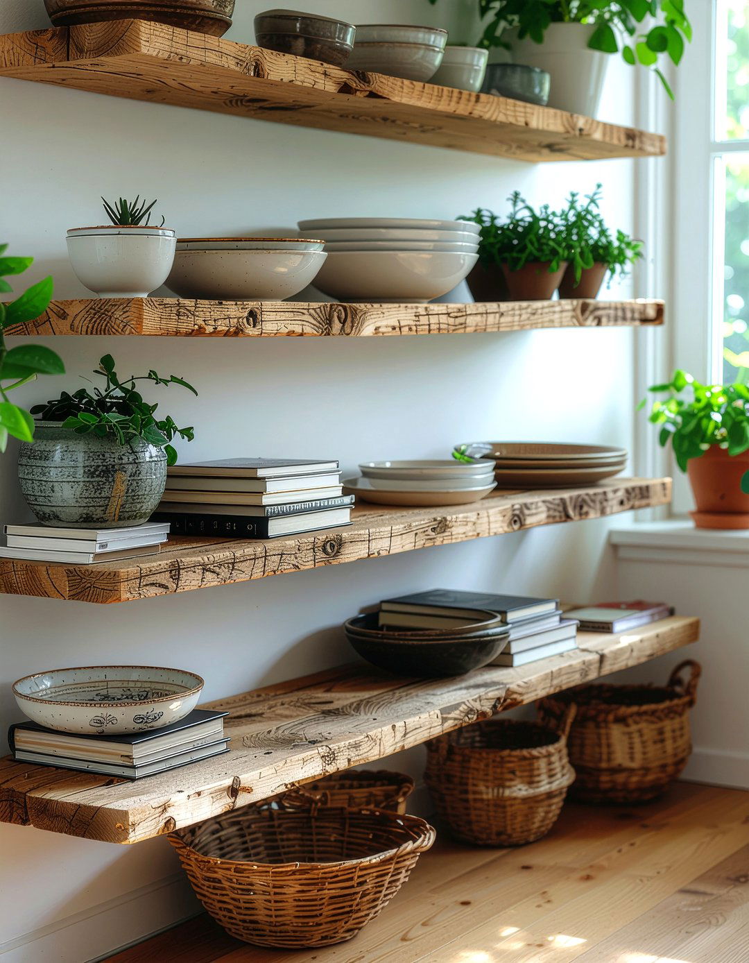 Open shelving living room - 30 cottage core living room ideas