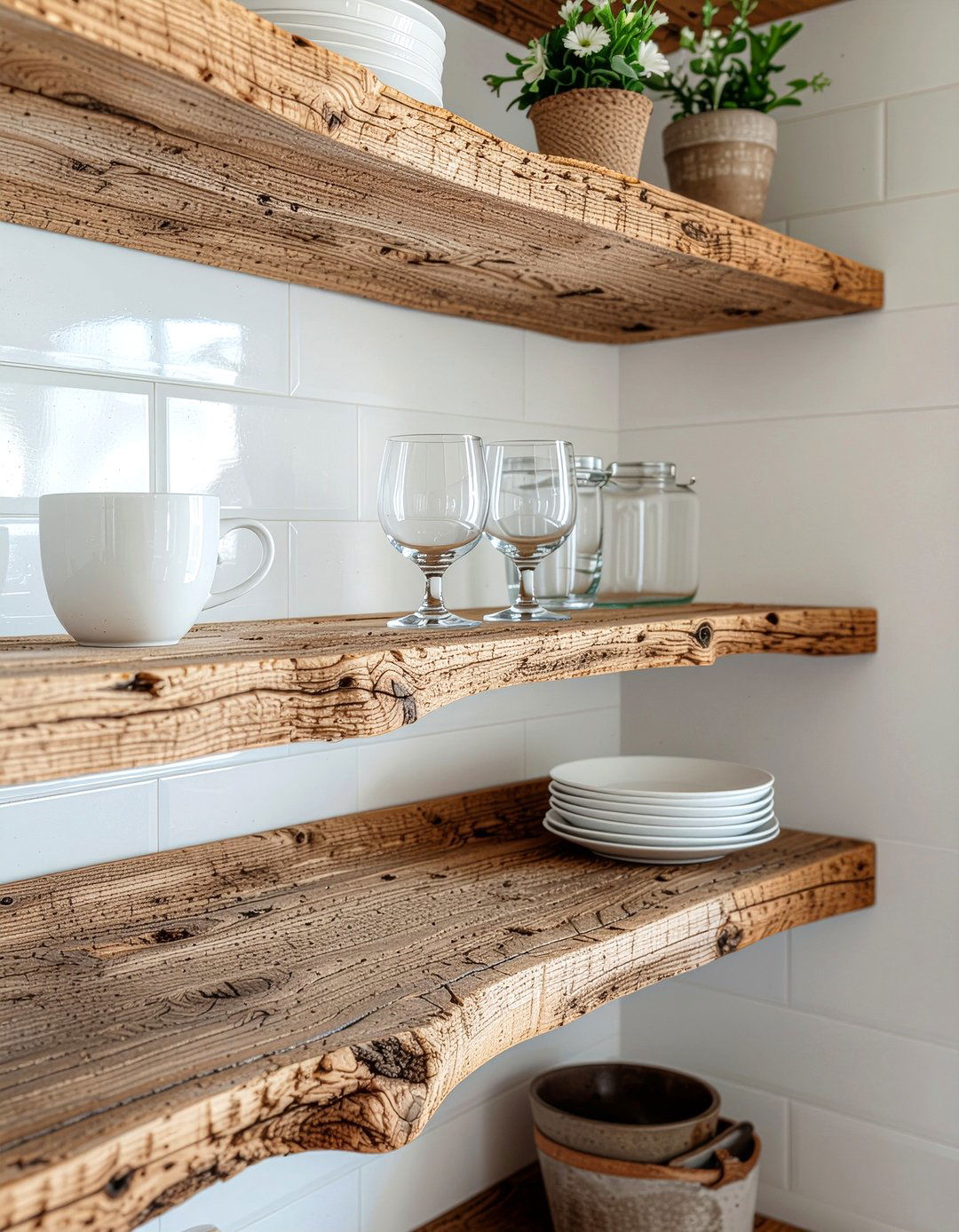 Open shelving reclaimed wood - 30 ski house kitchen ideas