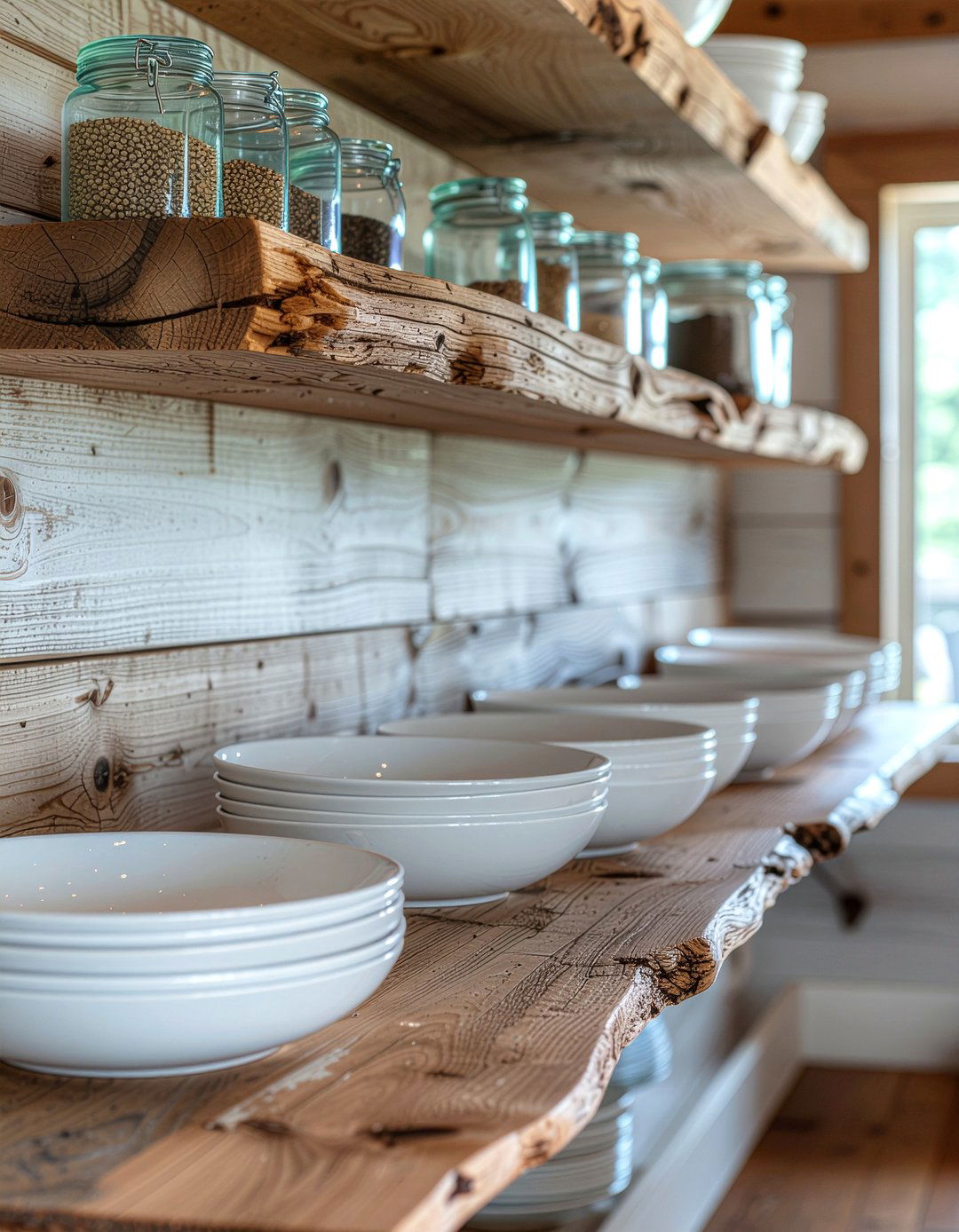 Open shelving reclaimed wood - 30 mountain kitchen ideas