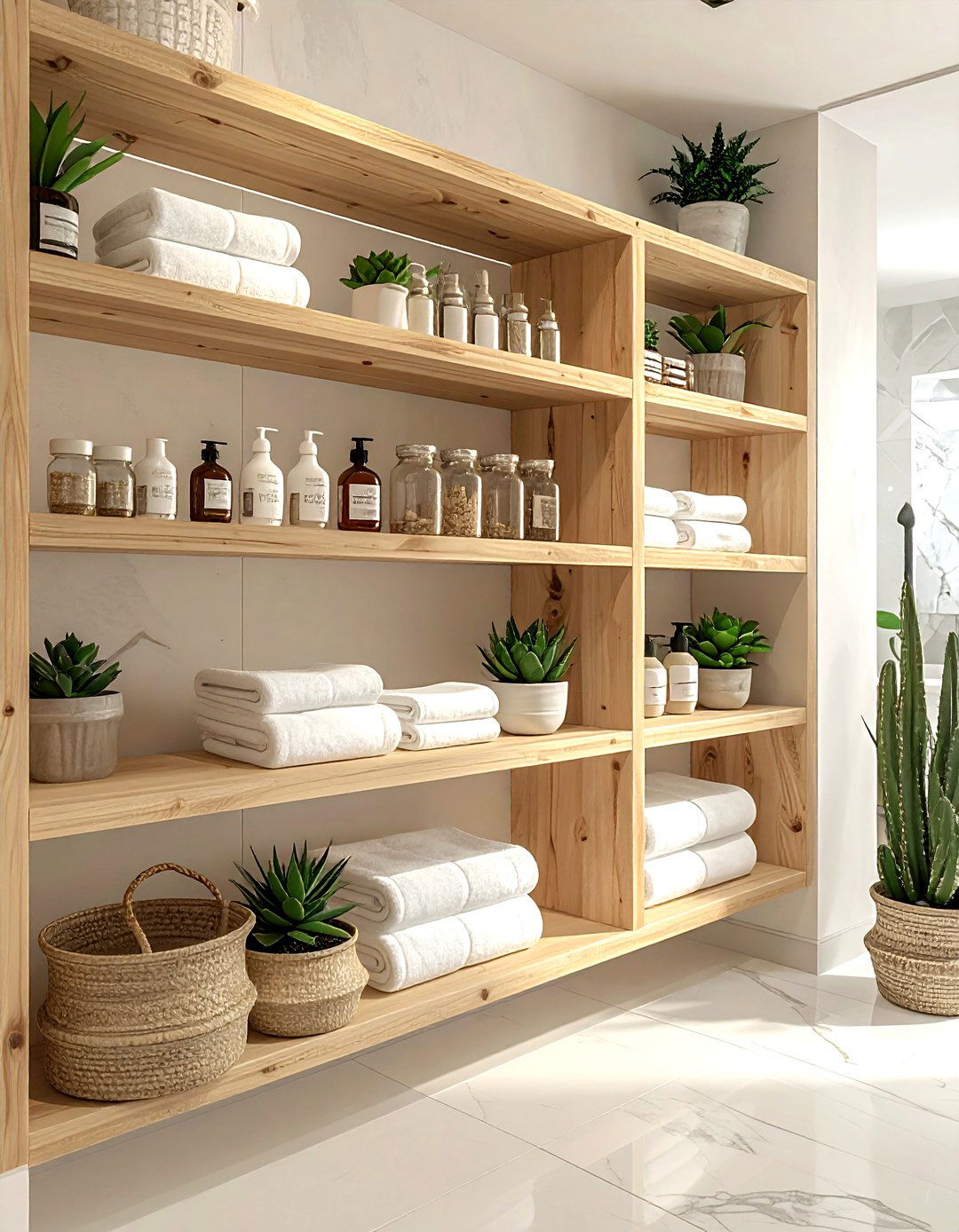 Open shelving storage - 30 spa bathroom ideas