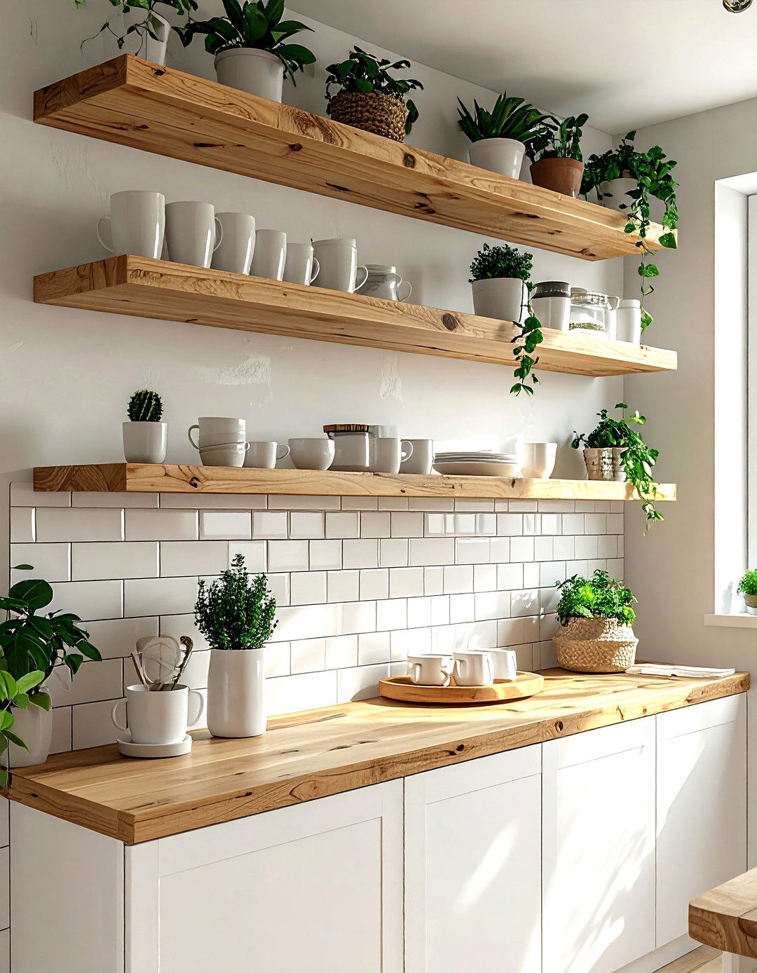 Open shelving unit - 30 kitchen cabinet storage ideas