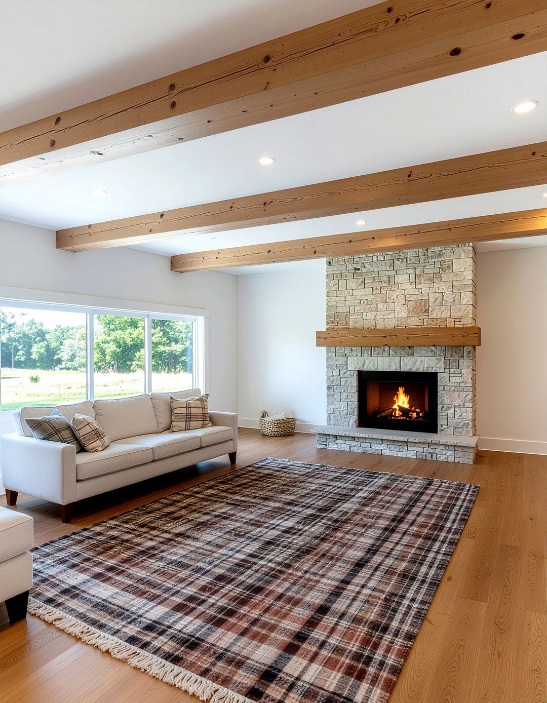 Open wood beam ceiling - 30 new construction living room ideas