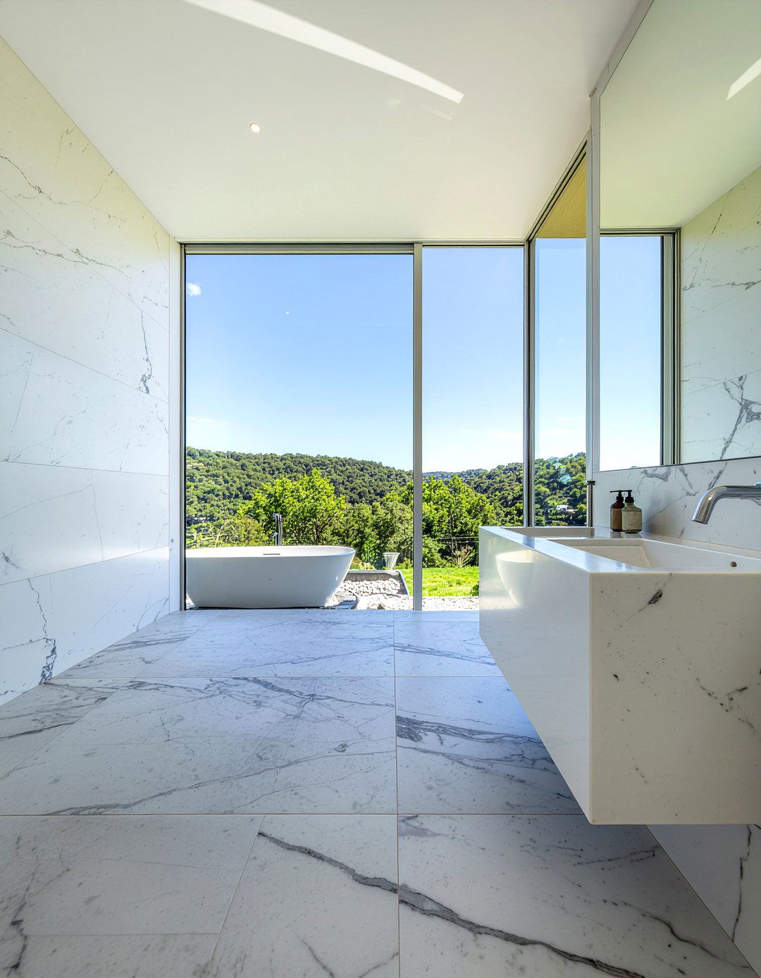 Opus White Quartzite Bathroom - 30 quartzite bathroom ideas