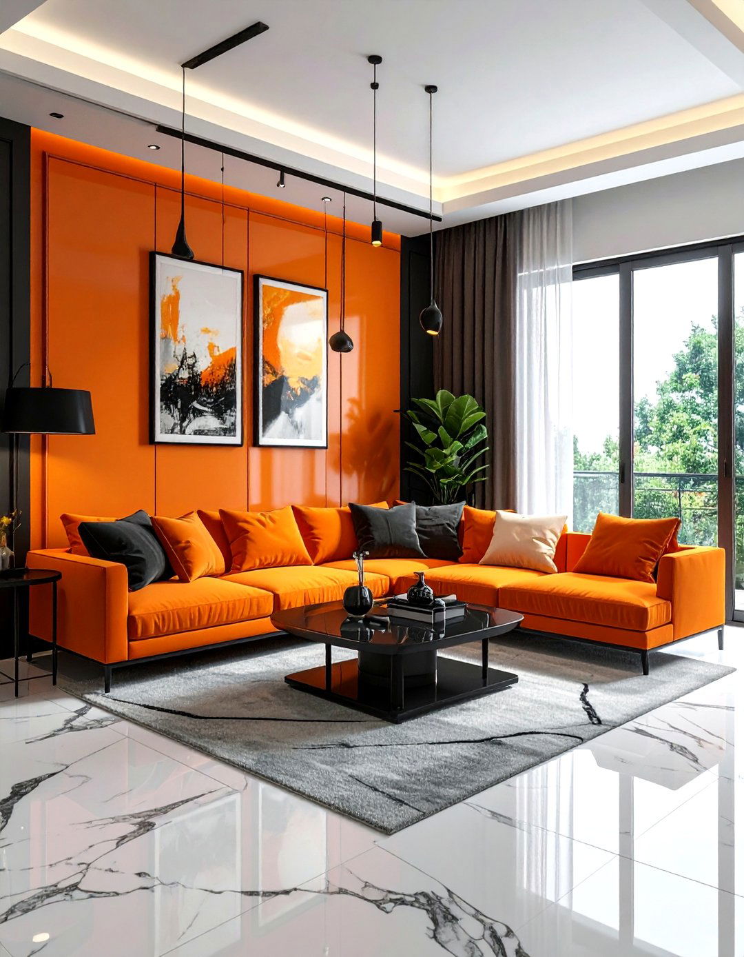 Orange And Black Modern Decor - 30 orange living room ideas