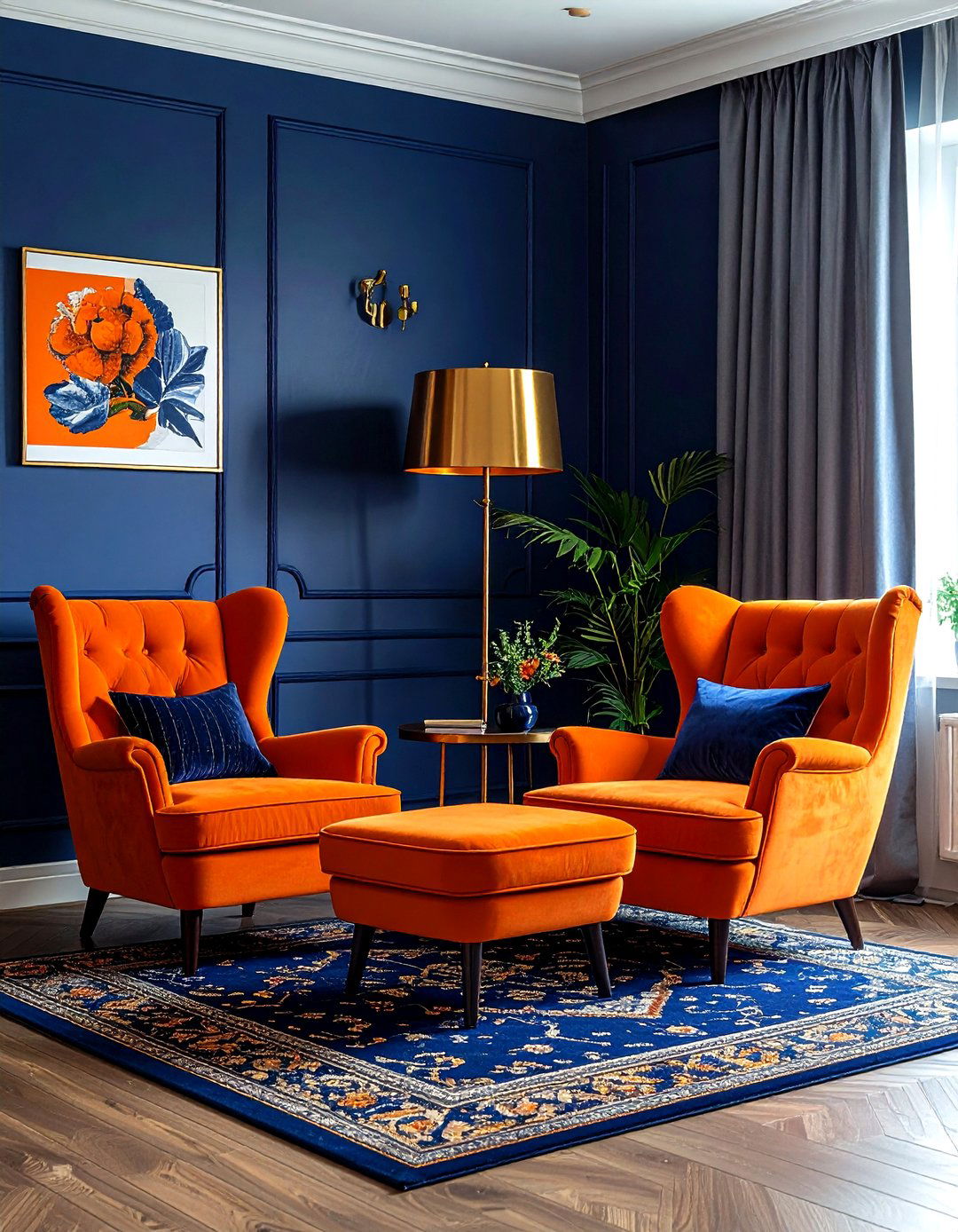 Orange And Navy Blue Decor - 30 orange living room ideas