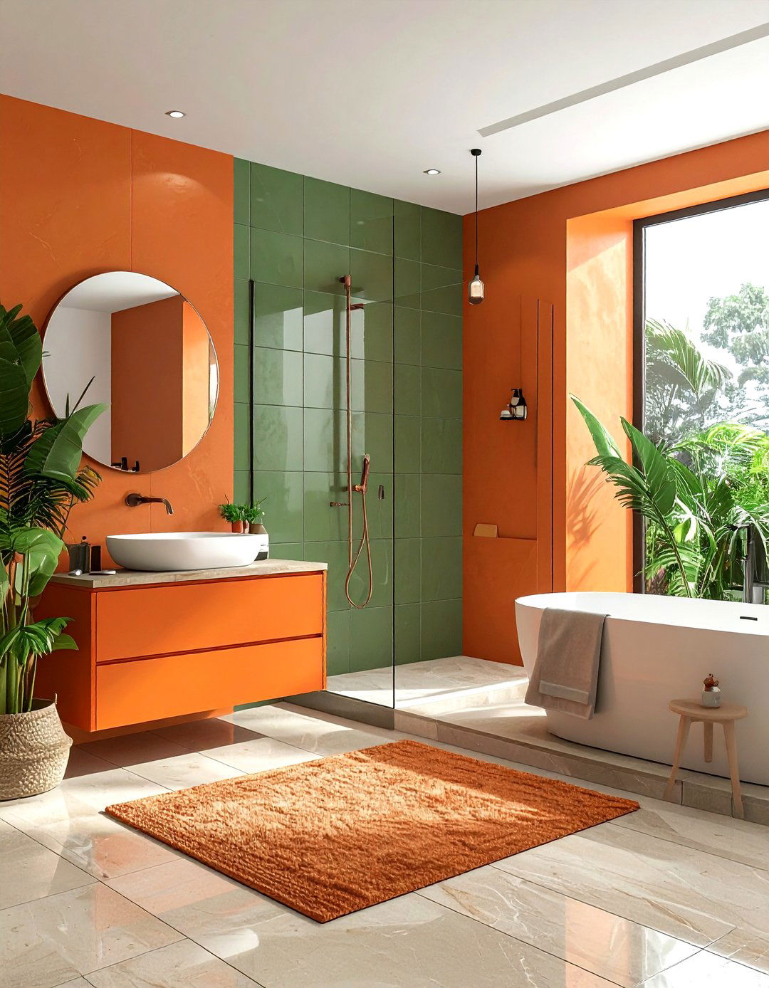 Orange And Sage Green Bathroom - 30 orange bathroom ideas