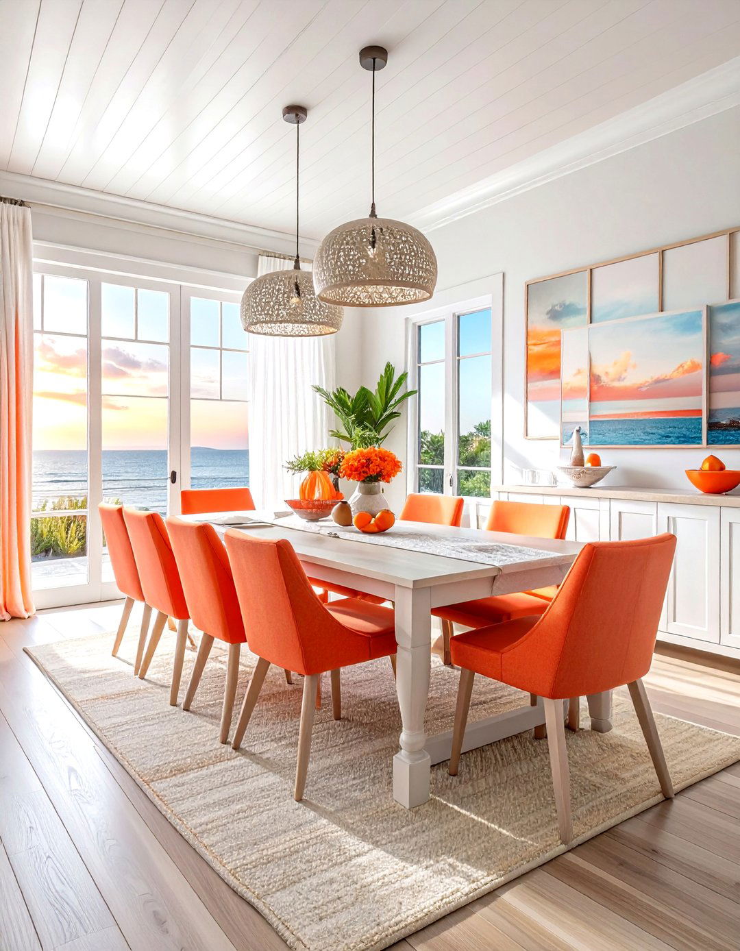 Orange And White Coastal Dining Room - 30 orange and white dining room ideas