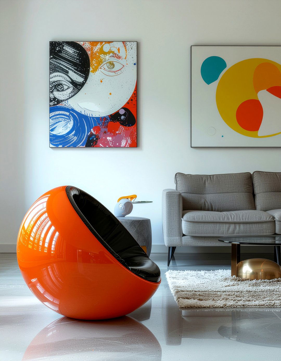 Orange Ball Chair - 30 living room ball chair ideas
