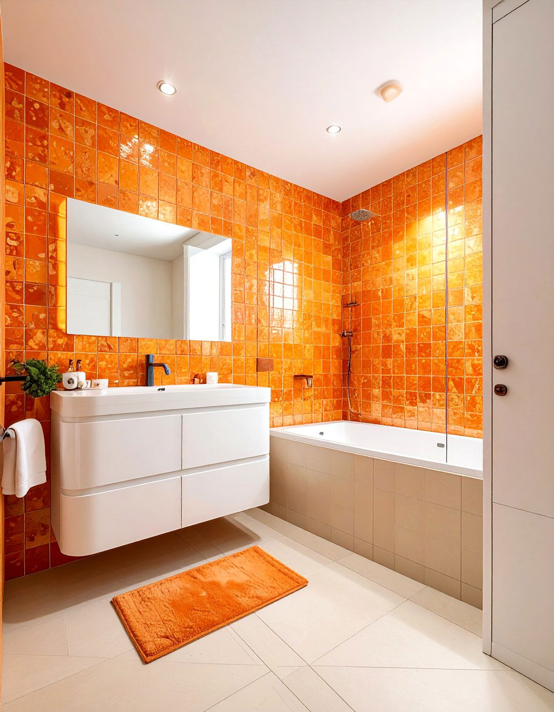 Orange Mosaic Tile Bathroom - 30 orange bathroom ideas