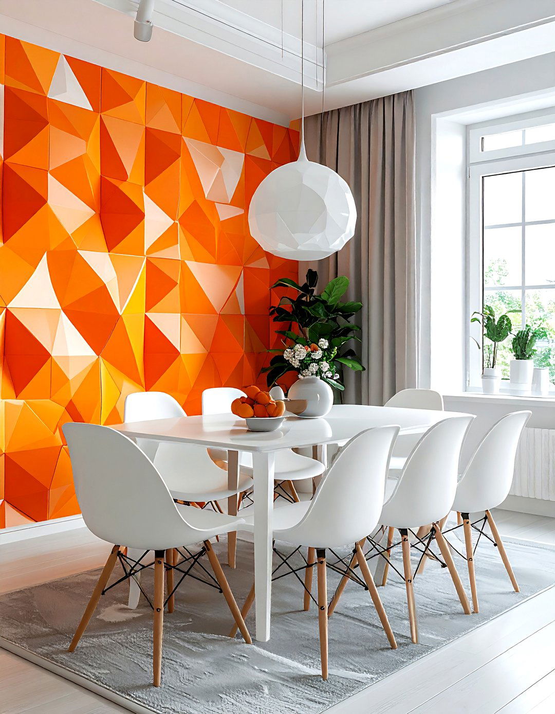 Orange Patterned Wallpaper Dining Room - 30 orange and white dining room ideas