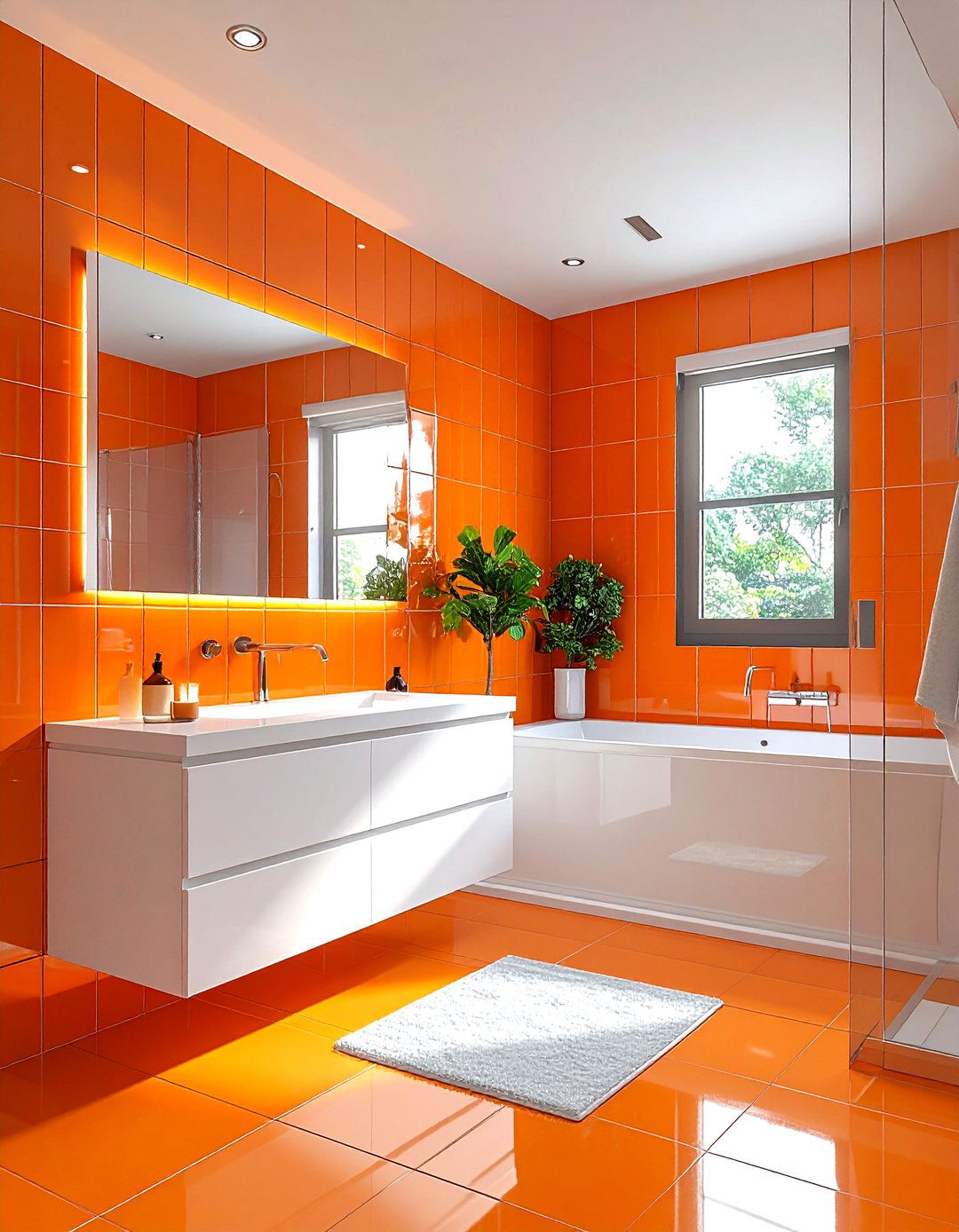 Orange Subway Tile Bathroom - 30 orange bathroom ideas