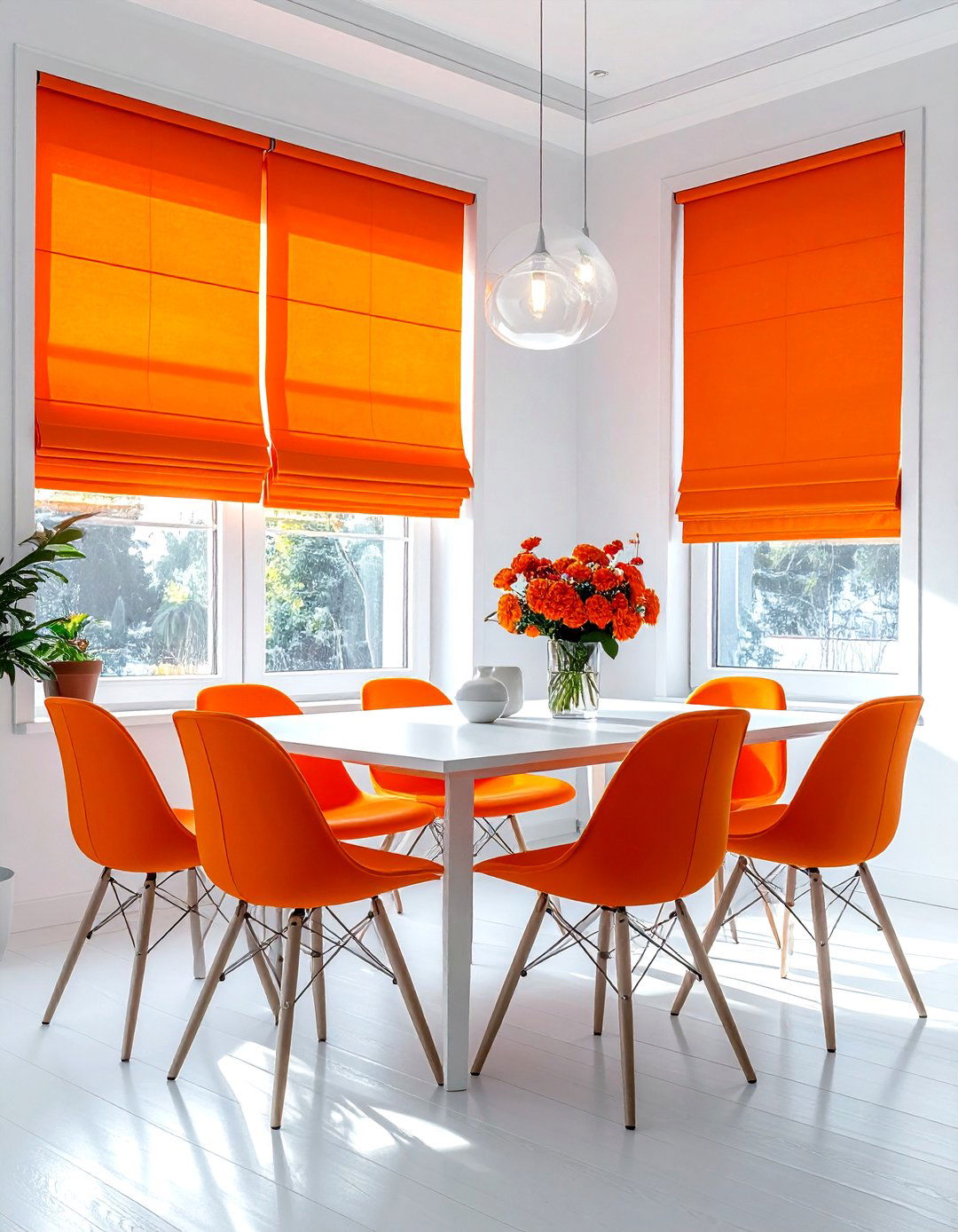 Orange Window Treatments White Dining Room - 30 orange and white dining room ideas