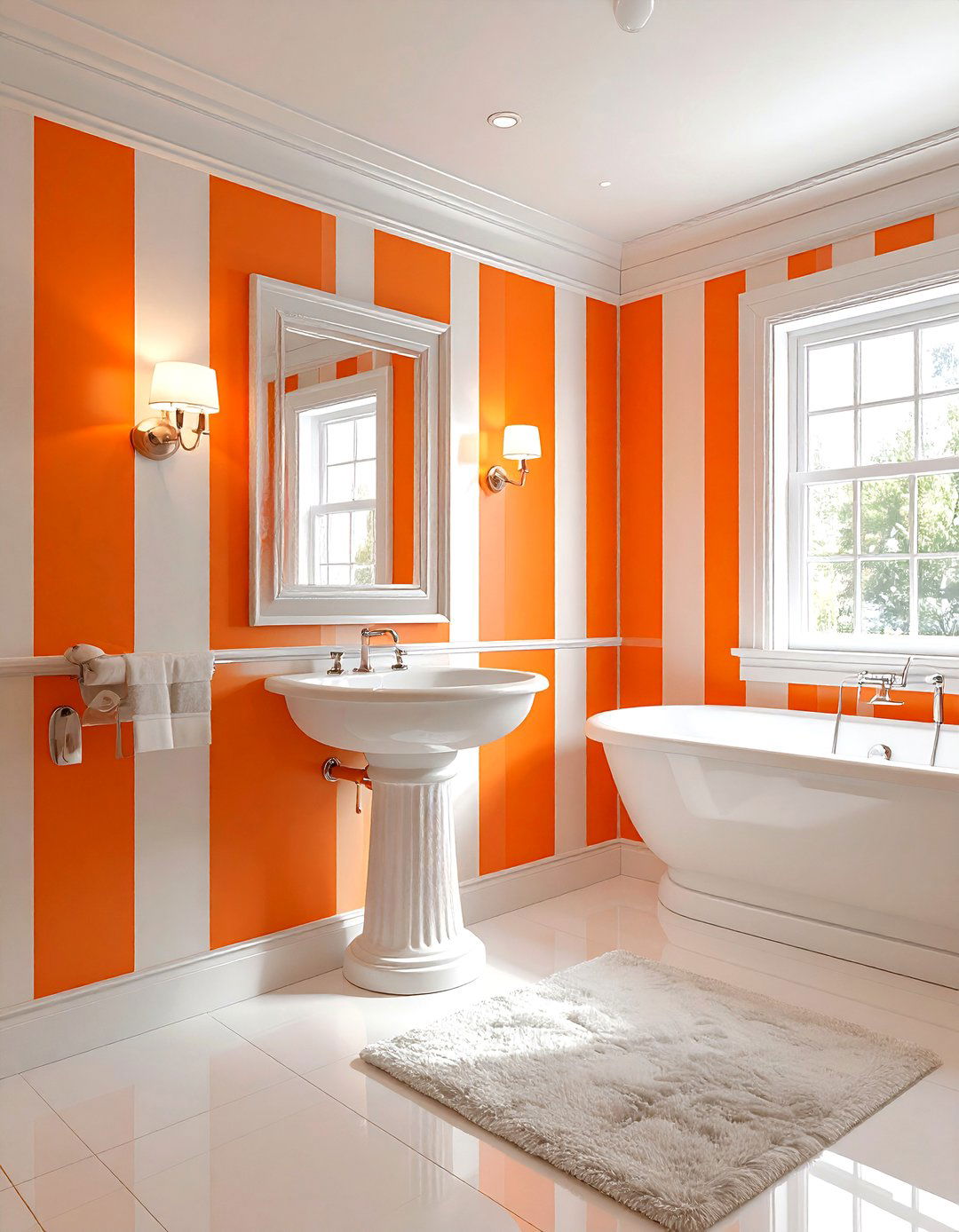 Orange and White Striped Bathroom - 30 orange and white bathroom ideas