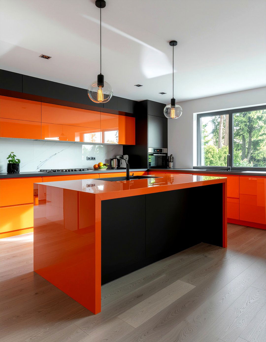 Orange and black kitchen - 30 orange kitchen ideas