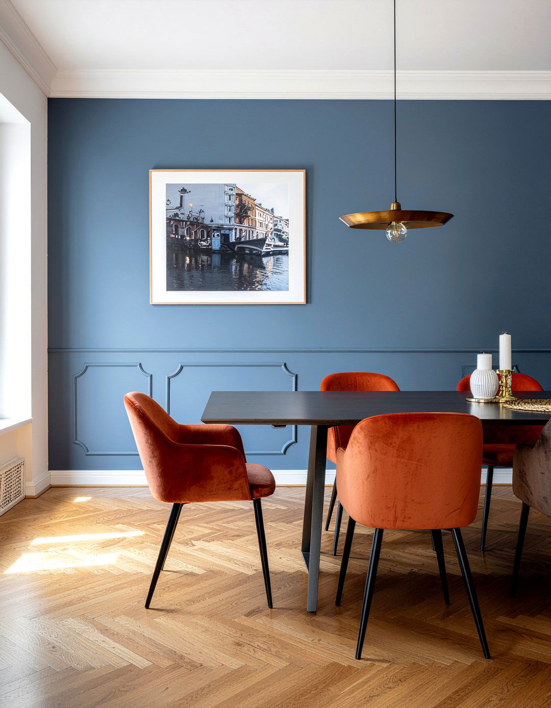 Orange and blue dining room - 30 orange dining room ideas