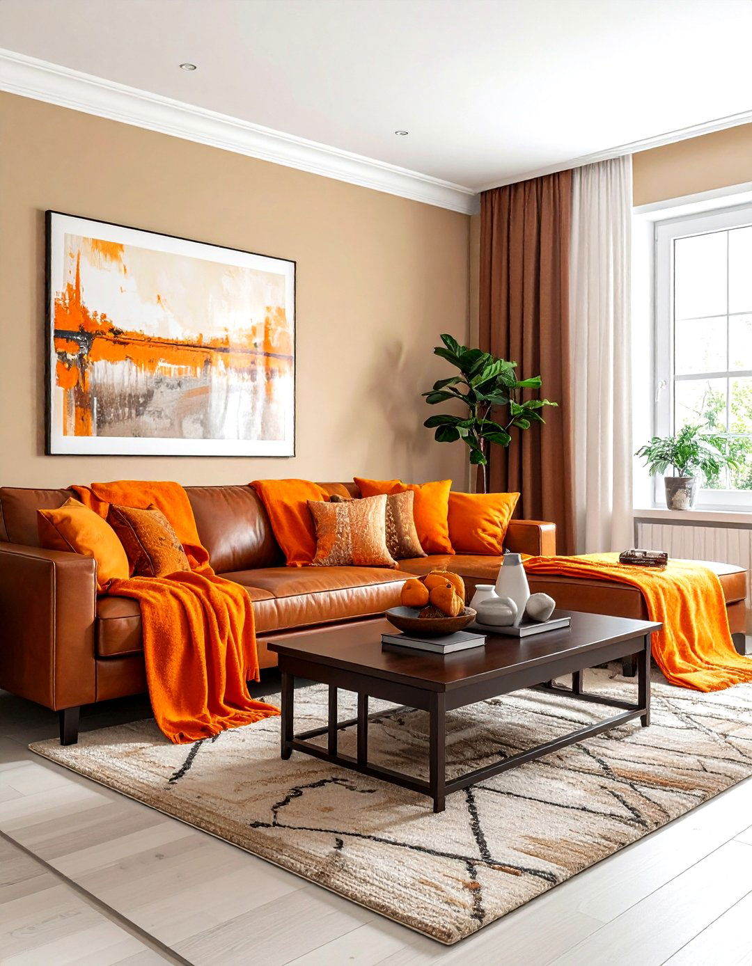 Orange and brown living room - 30 bright orange living room ideas