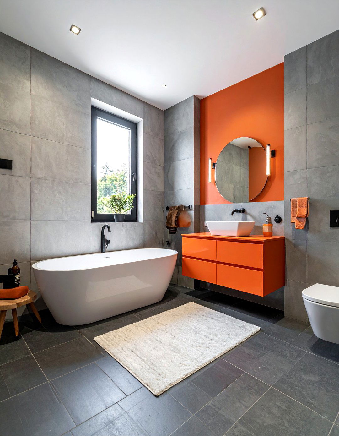 Orange and gray bathroom - 30 burnt orange bathroom ideas