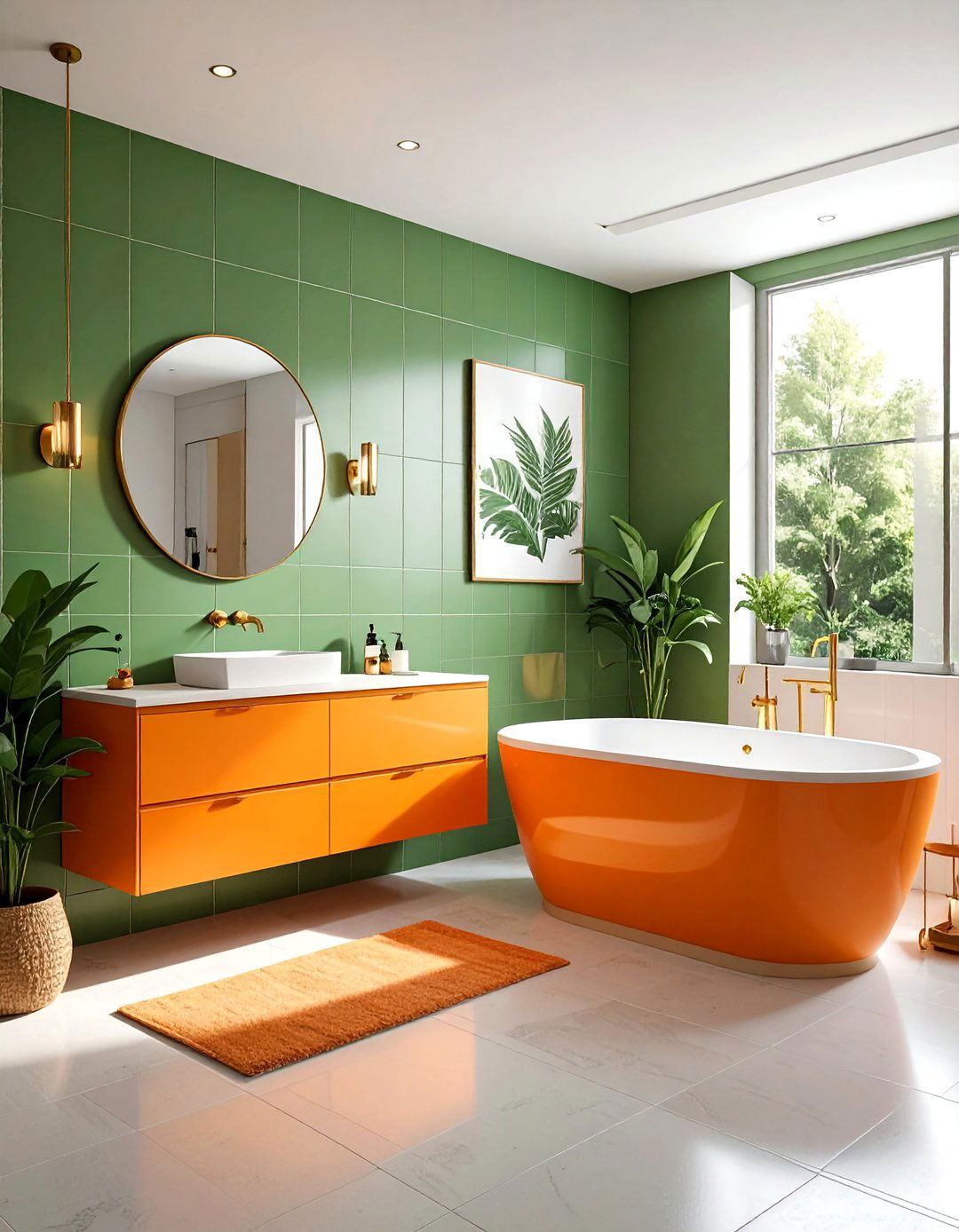 Orange and green bathroom - 30 bright orange bathroom ideas
