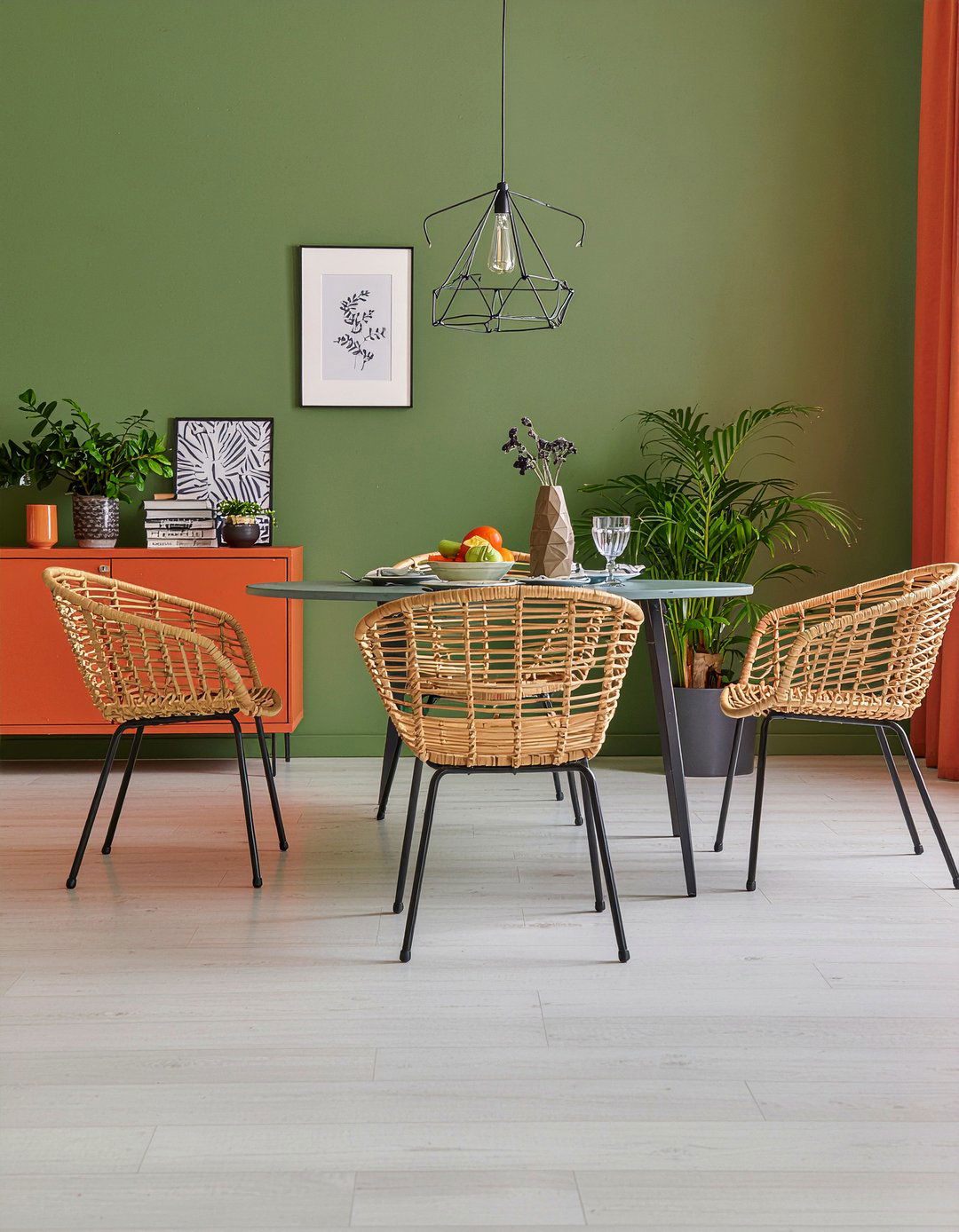Orange and green dining room - 30 orange dining room ideas
