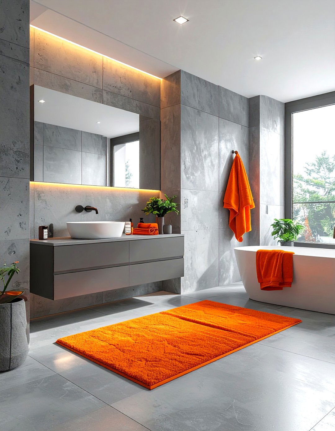 Orange and grey bathroom - 30 bright orange bathroom ideas