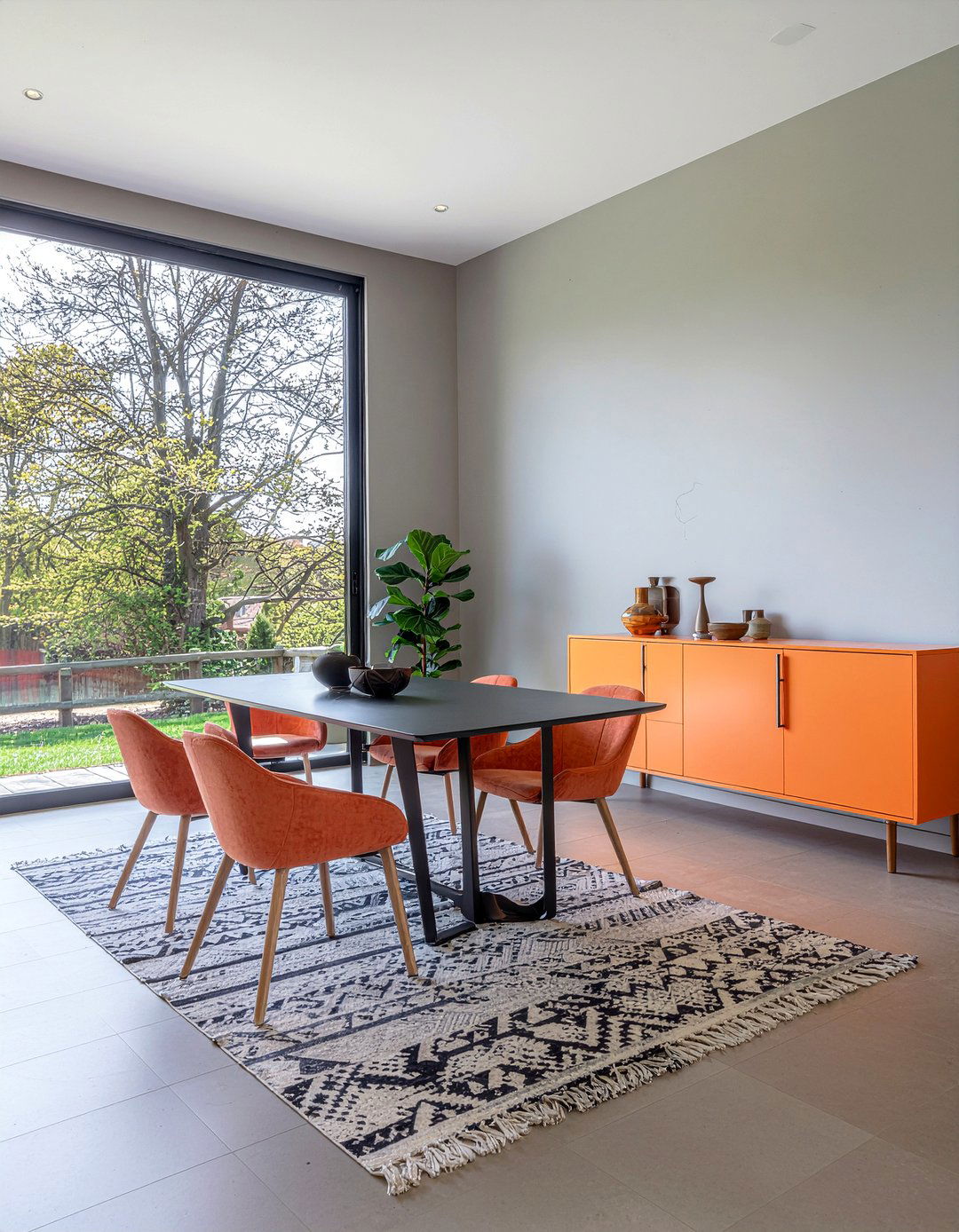 Orange and grey dining room - 30 orange dining room ideas