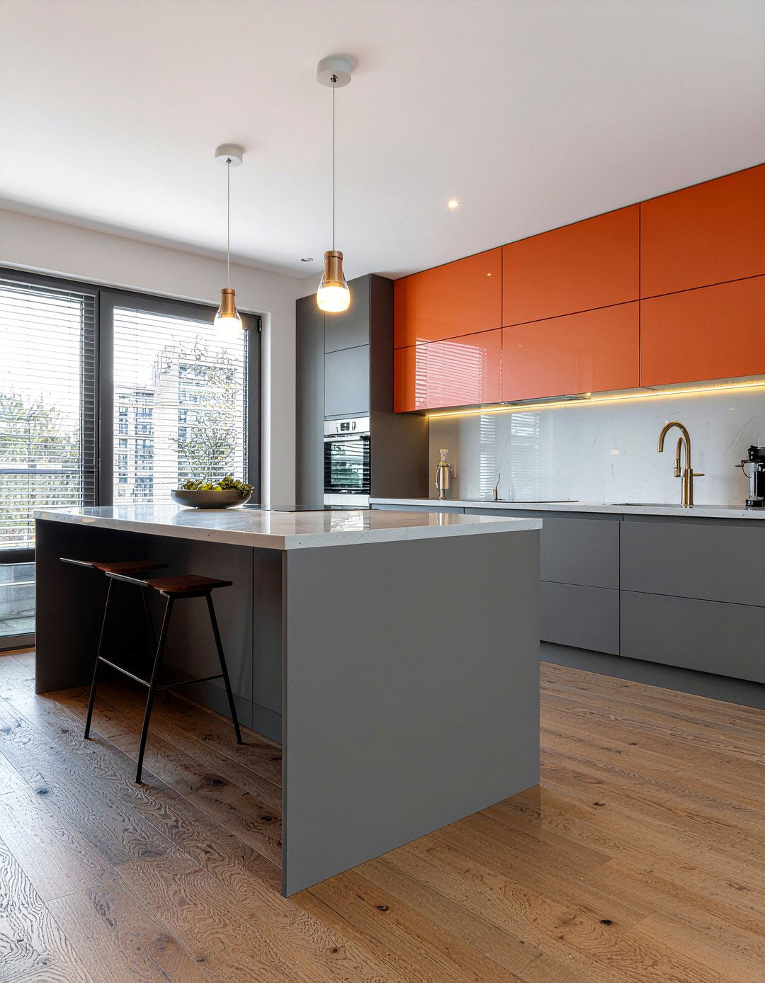 Orange and grey kitchen - 30 orange kitchen ideas