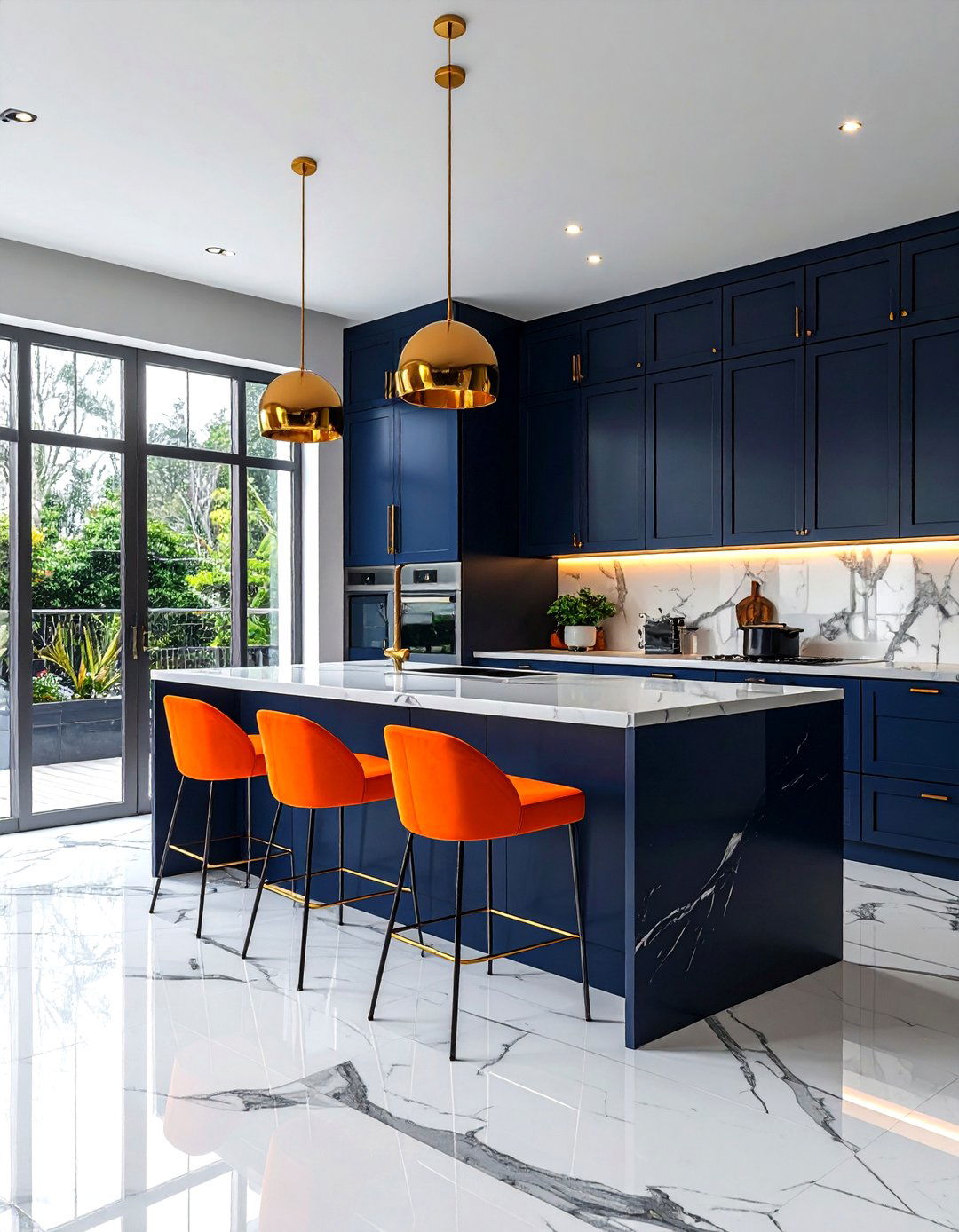 Orange and navy blue kitchen - 30 orange kitchen decor ideas