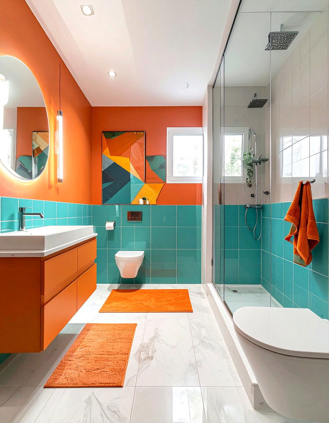 Orange and teal bathroom - 30 burnt orange bathroom ideas