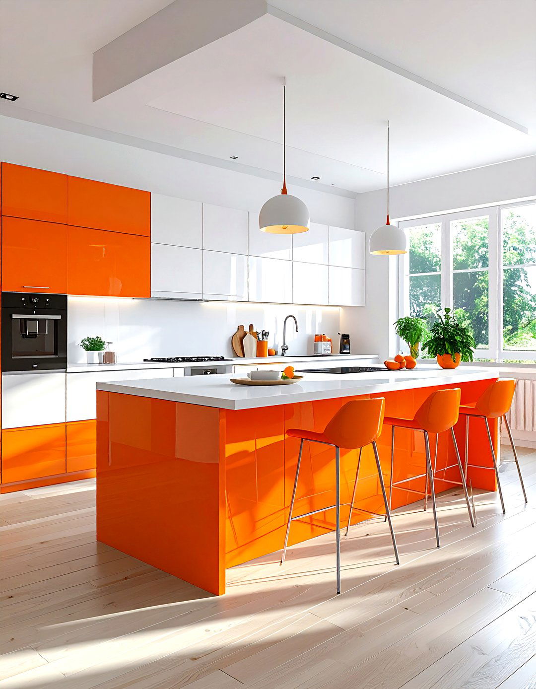 Orange and white kitchen - 30 orange kitchen decor ideas