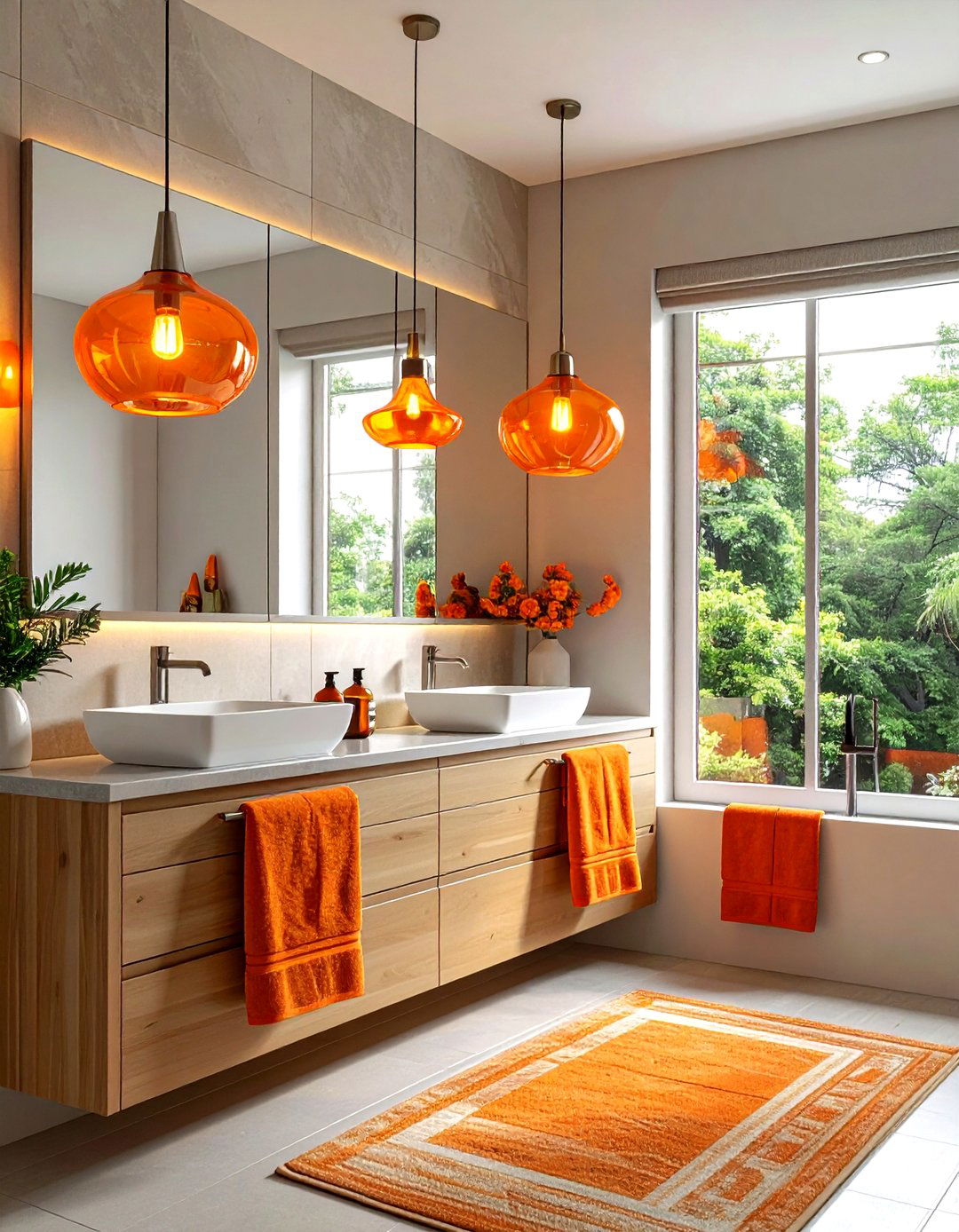 Orange bathroom lighting fixtures - 30 orange bathroom decor ideas