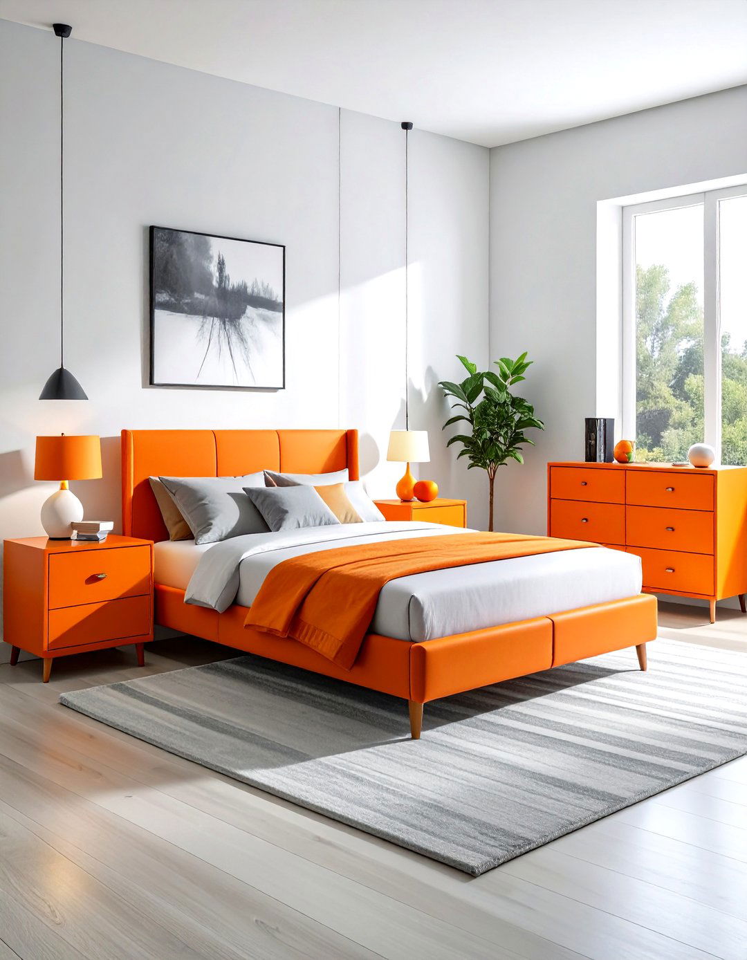 Orange bedroom furniture - 30 bright orange bedroom ideas