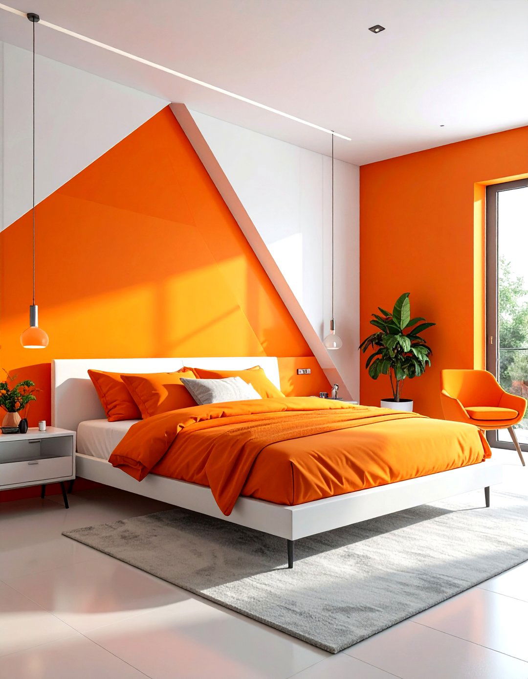 Orange geometric bedroom - 30 bright orange bedroom ideas