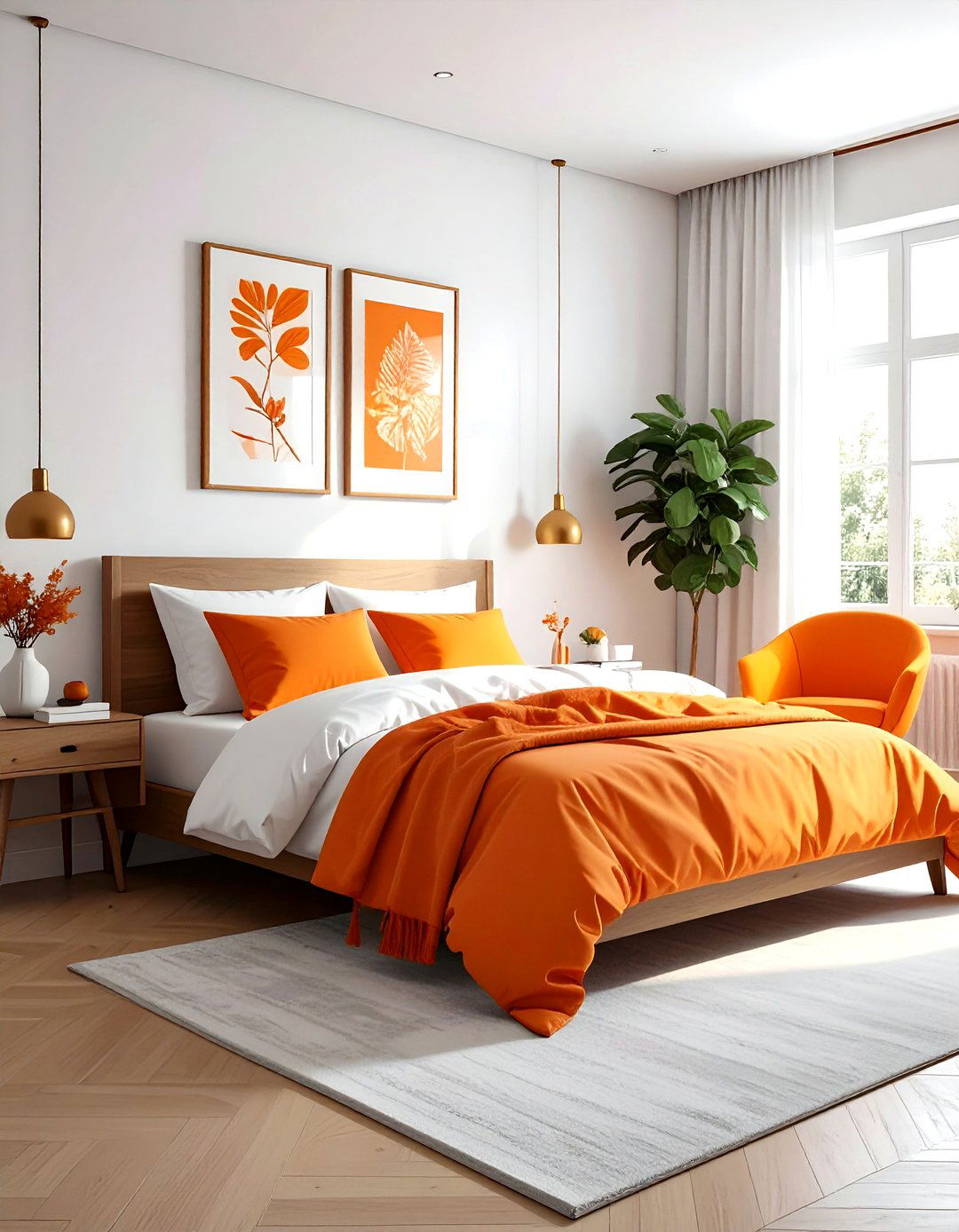 Orange guest bedroom - 30 orange bedroom decor ideas