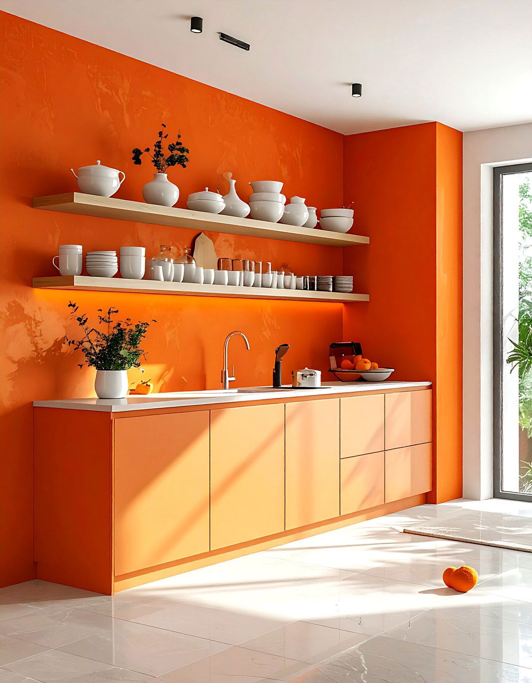Orange kitchen accent wall - 30 orange kitchen decor ideas
