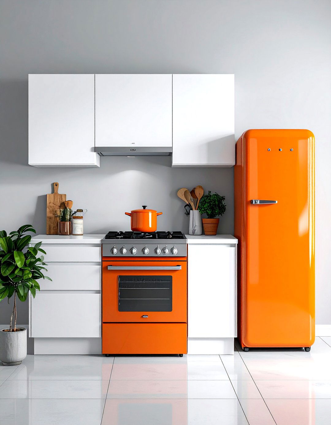 Orange kitchen appliances - 30 bright orange kitchen ideas