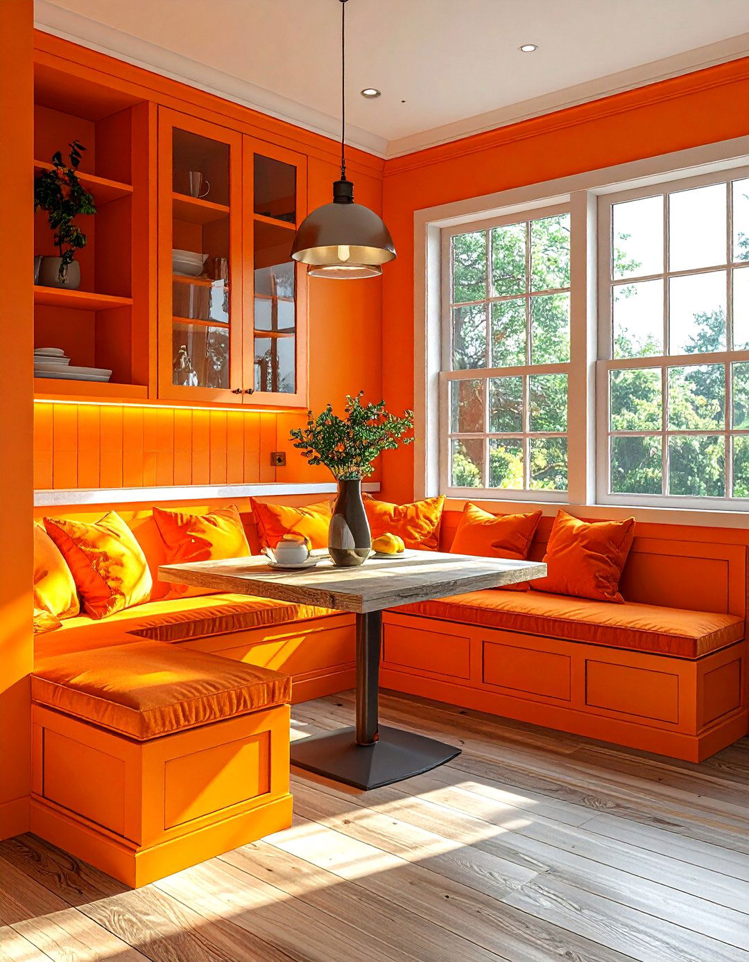 Orange kitchen breakfast nook - 30 orange kitchen decor ideas