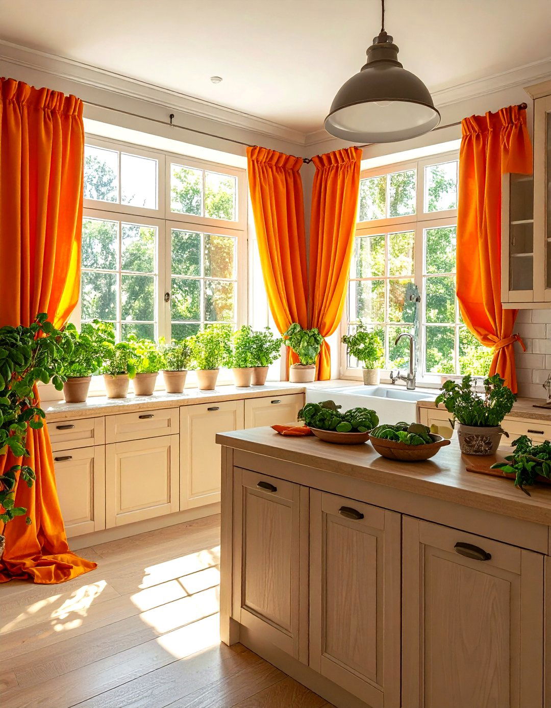 Orange kitchen curtains - 30 bright orange kitchen ideas