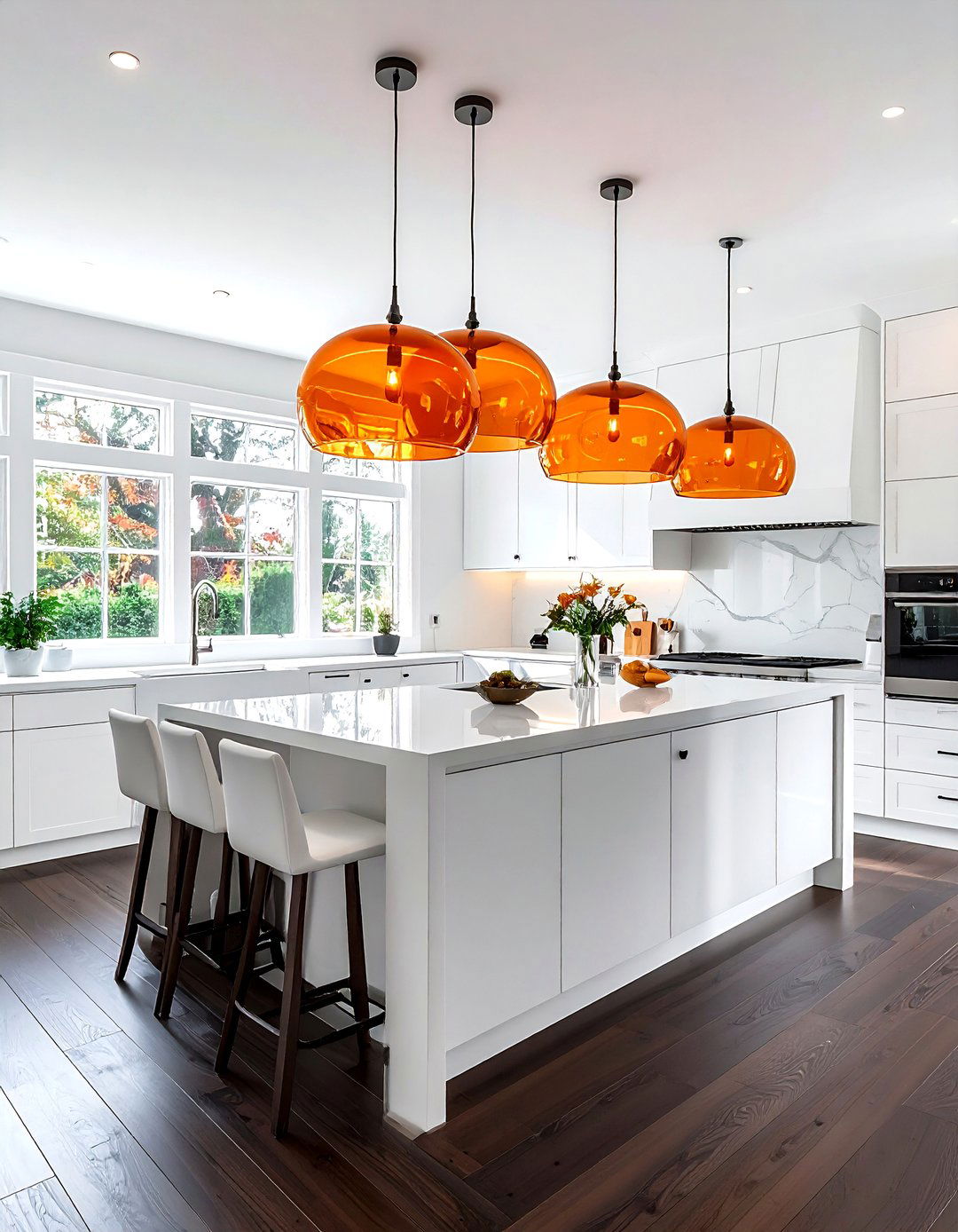 Orange kitchen lighting - 30 bright orange kitchen ideas