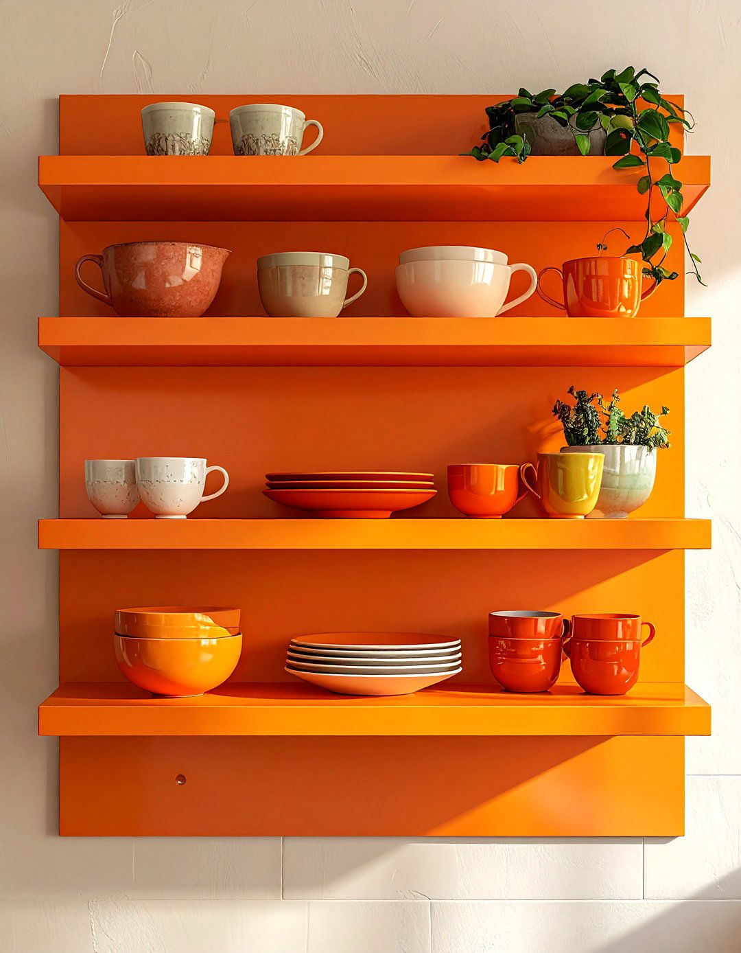 Orange kitchen shelving - 30 orange kitchen decor ideas