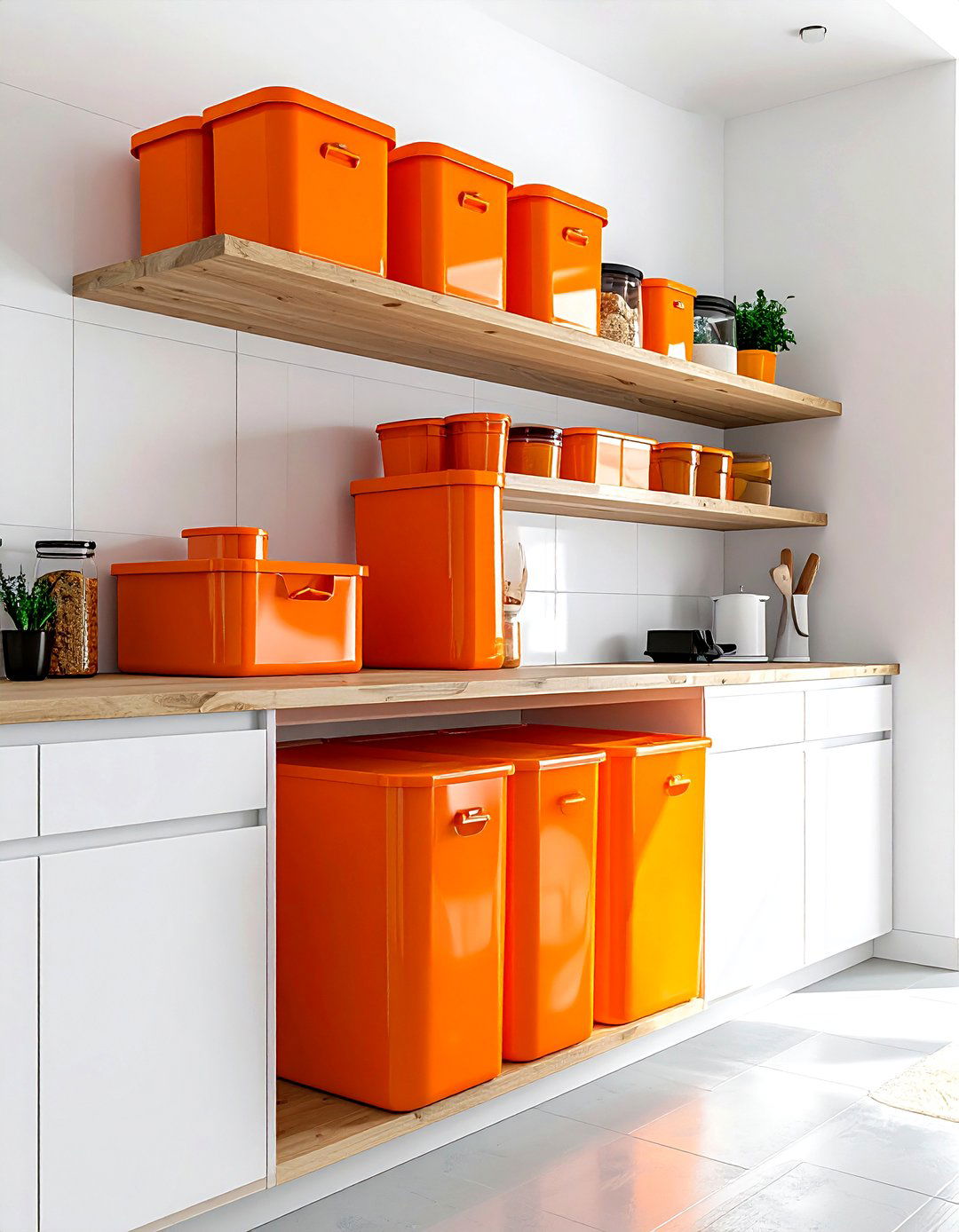 Orange kitchen storage - 30 bright orange kitchen ideas