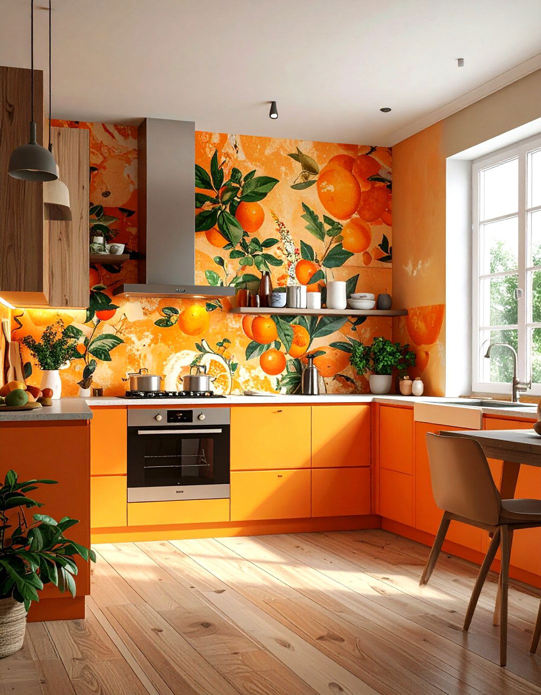 Orange kitchen wallpaper - 30 orange kitchen decor ideas