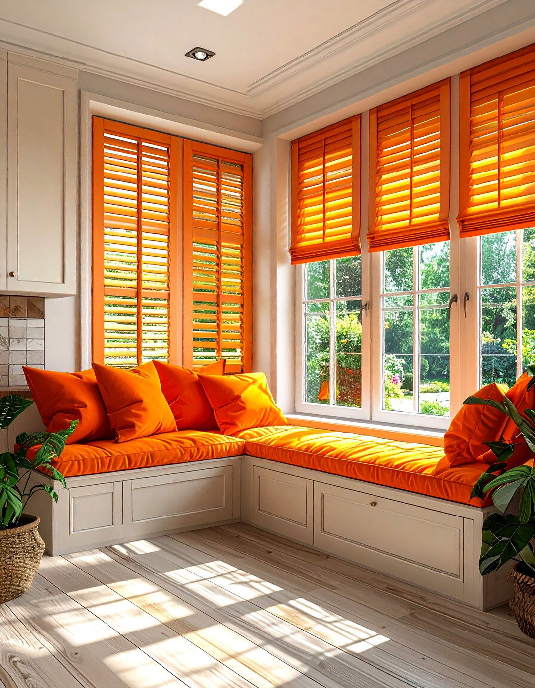 Orange kitchen window treatment - 30 bright orange kitchen ideas