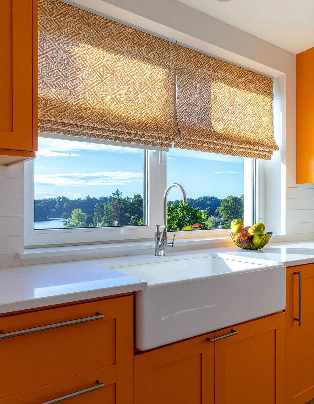 Orange kitchen window treatments - 30 orange kitchen ideas