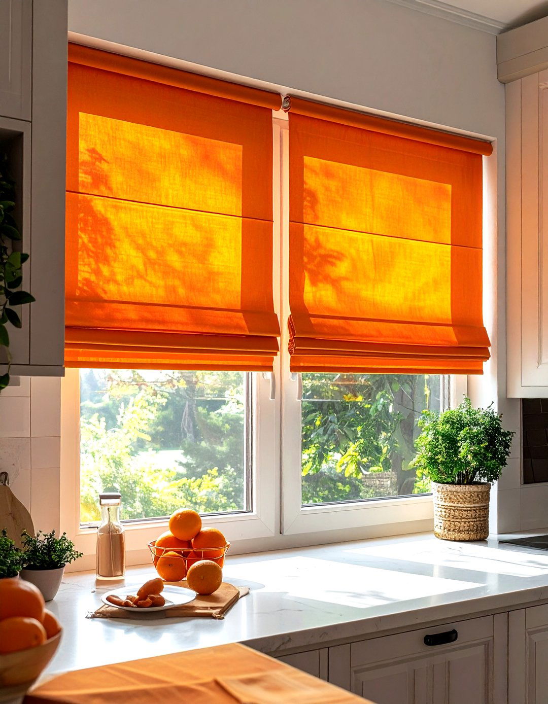 Orange kitchen window treatments - 30 orange kitchen decor ideas