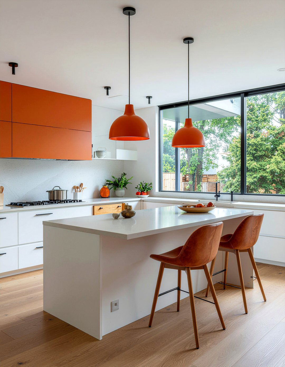 Orange pendant lighting - 30 orange kitchen ideas
